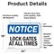 Signmission Lock Gate At All Times, 24 in W x Rectangle, Vinyl Decal OS-2PACK-NS-D-1824-L-14027 - alternate 4